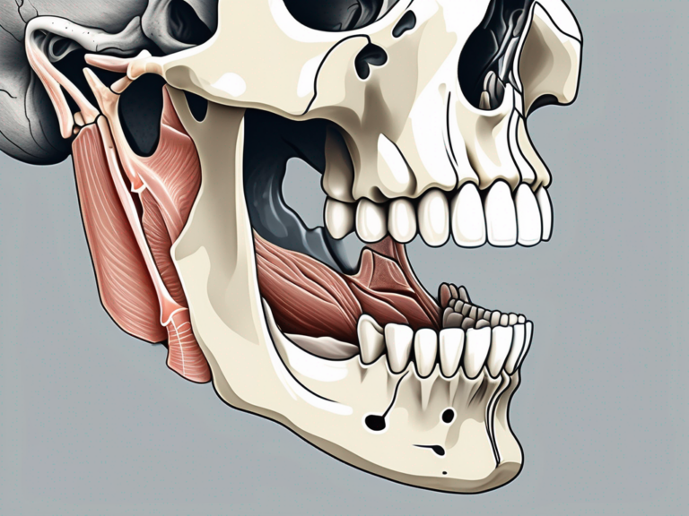 A cross-sectional view of the jaw showing the mandibular nerve and a recently extracted wisdom tooth area