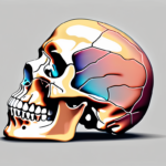 The human skull highlighting the location and path of the mandibular nerve in a different color