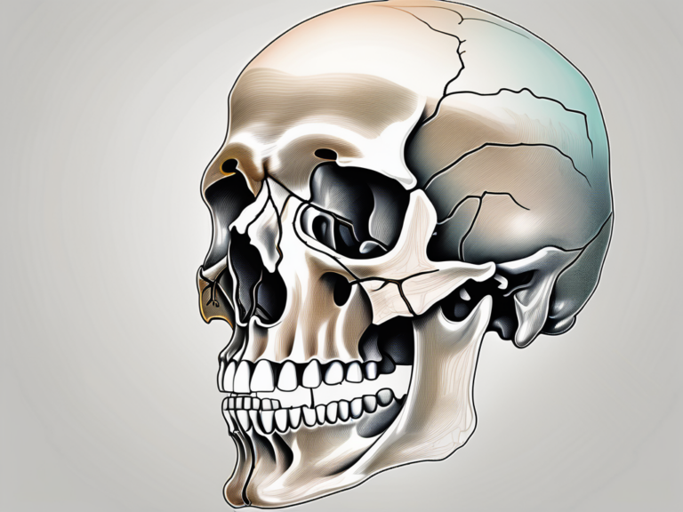 The human skull with a focus on the mandibular nerve transitioning into the inferior alveolar nerve