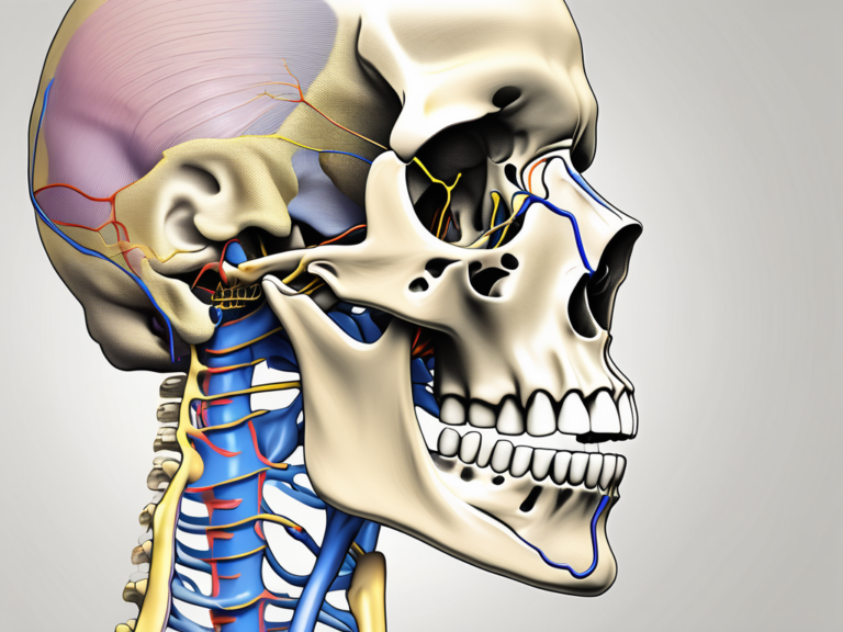 The human jawbone highlighting the mandibular nerve and its position anterior to the mental foramen