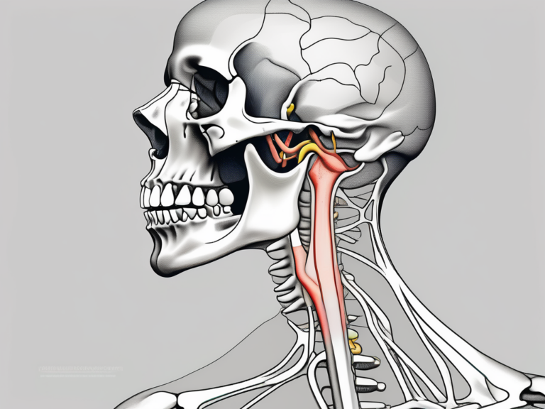 A detailed anatomical diagram of the lower jaw and neck area