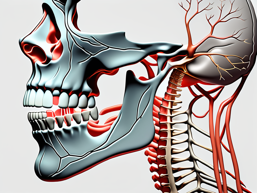 A human jawbone with the mandibular nerve highlighted