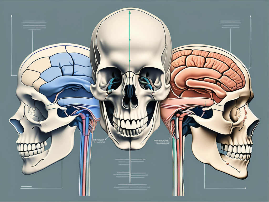 The trigeminal nerve highlighting its three divisions with the mandibular nerve specifically emphasized