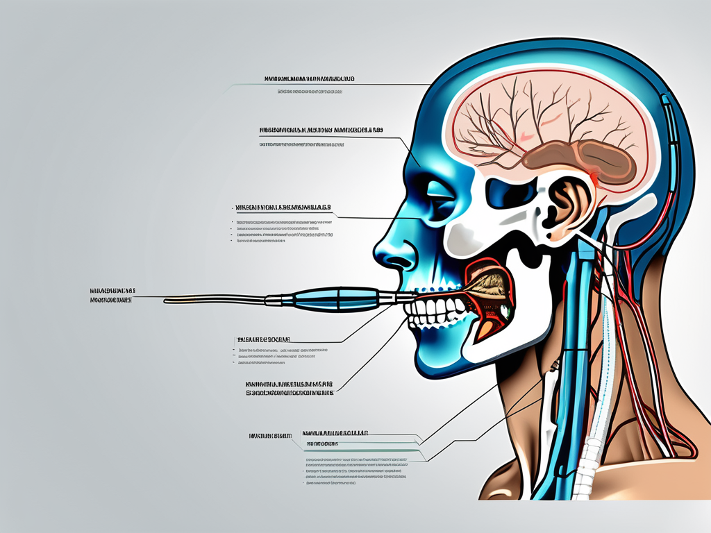 The marginal mandibular nerve highlighted in a lateral view of the human head's anatomy