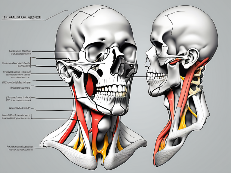 The mandibular nerve branching out to innervate the muscles of mastication